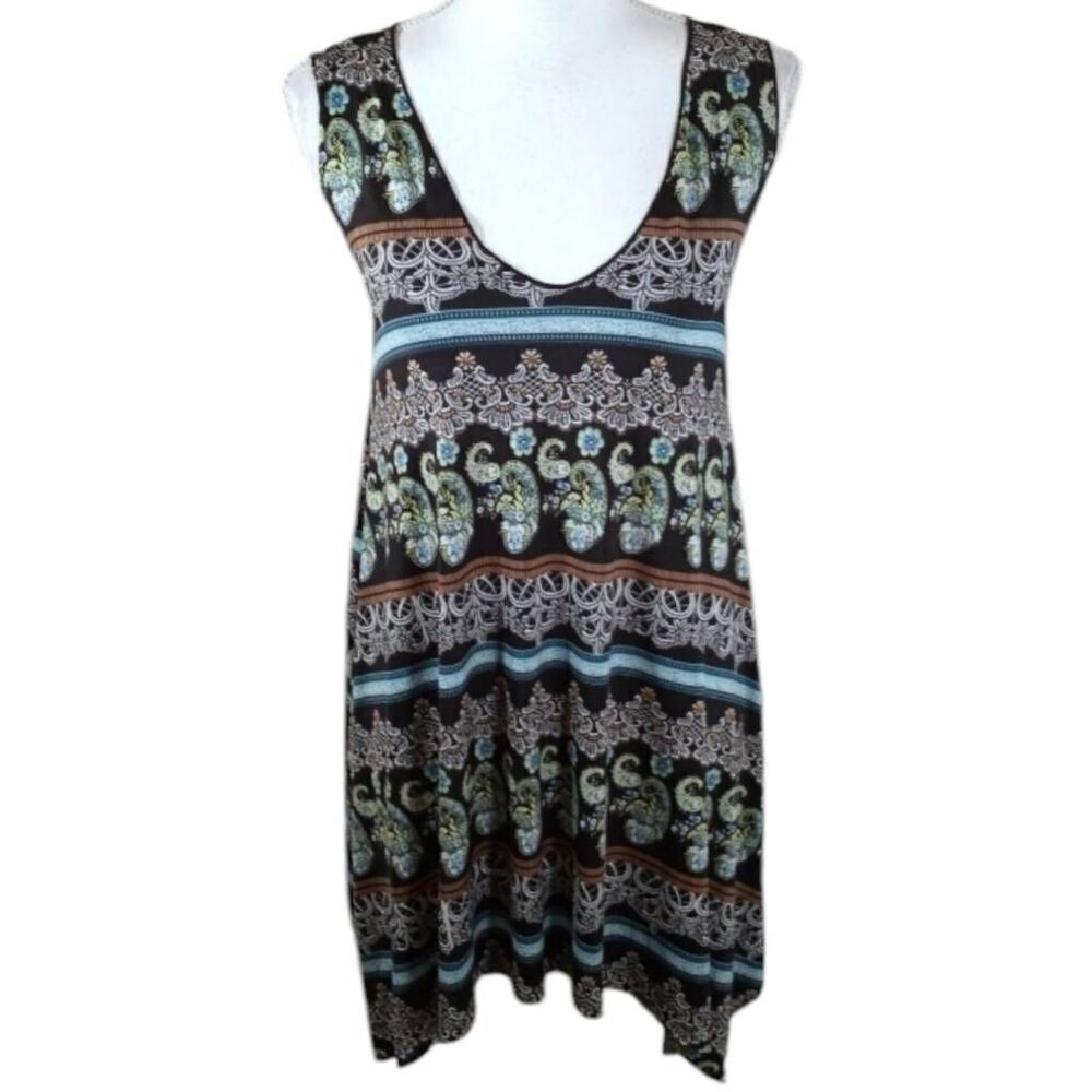 CASA LEE BLACK, BLUE, & GREEN TUNIC/DRESS SZ.S/M EUC.